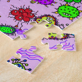 漫画の顕微鏡の細菌の虫の落書きの芸術 ジグソーパズル (側面)