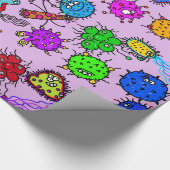 漫画の顕微鏡の細菌の虫の落書きの芸術 ラッピングペーパー (角)