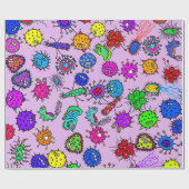 漫画の顕微鏡の細菌の虫の落書きの芸術 ラッピングペーパー (フラット)