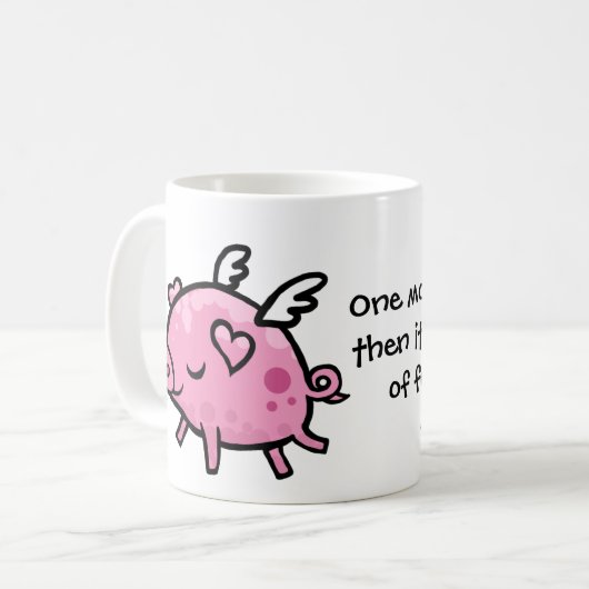漫画の飛んでいるなブタのカスタマイズ可能な文字のマグ コーヒーマグカップ (正面左)