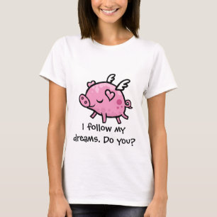 漫画の飛んでいるなブタのカスタマイズ可能な文字 Tシャツ