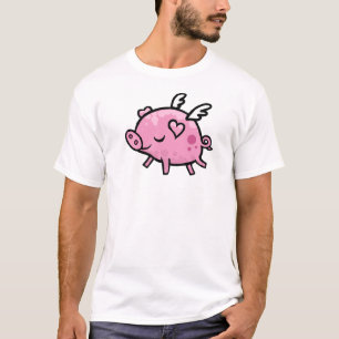 漫画の飛んでいるなブタ Tシャツ