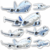 漫画の飛行機 シール (正面)