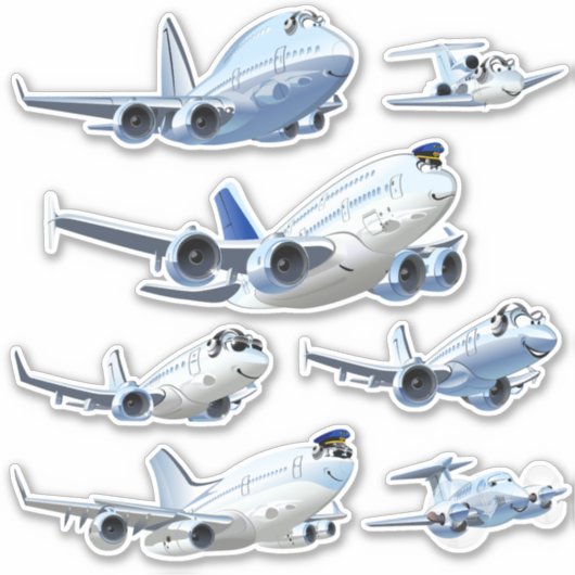 漫画の飛行機 シール (正面)