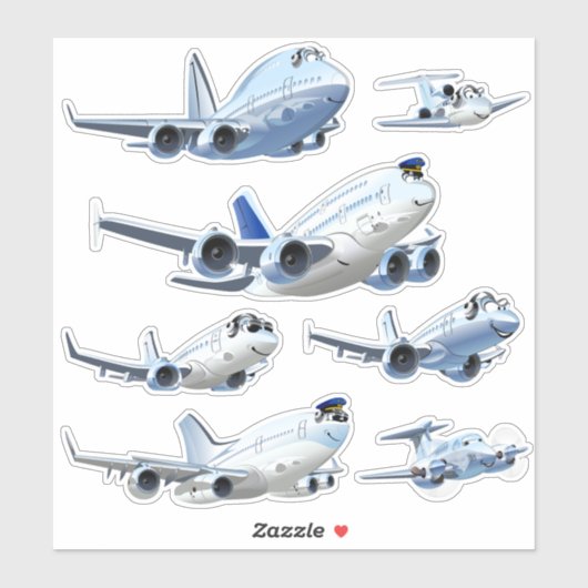 漫画の飛行機 シール (シート)