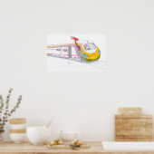 漫画の高速列車ギニアキリンアライグマ ポスター (キッチン)