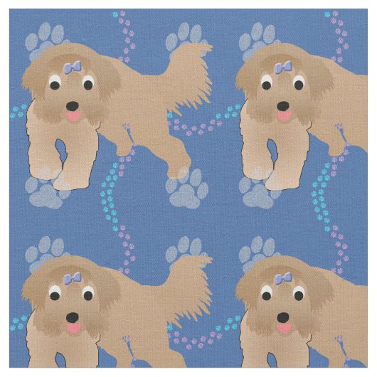 漫画の髭のあるコリー ファブリック (クローズアップ)