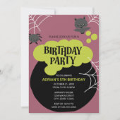 漫画の魔女のカルドロンハロウィーン誕生日パーティー 招待状 (正面)