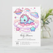 漫画の魔法の恐竜の赤ちゃんシャワー 招待状 (スタンド正面)