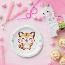 漫画の魔法の虎の赤ちゃんシャワー ペーパープレート