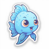 漫画の魚のイラストレーション シール (正面)