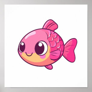 漫画の魚のイラストレーション ポスター