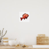 漫画の魚のイラストレーション ポスター (キッチン)