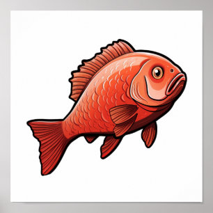 漫画の魚のイラストレーション ポスター