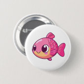 漫画の魚のイラストレーション 缶バッジ (正面&裏面)