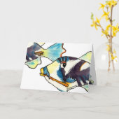 漫画の魚のスケッチの挨拶状 カード (黄色い花)