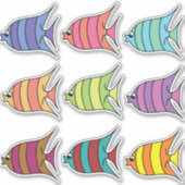 漫画の魚のセット シール (正面)