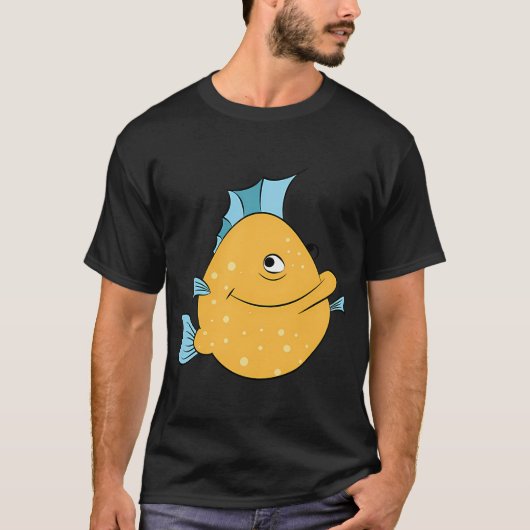 漫画の魚のプリント Tシャツ (正面)