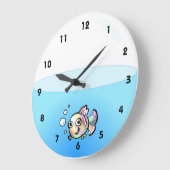 漫画の魚のボウルの時計と数字 ラージ壁時計 (傾斜)