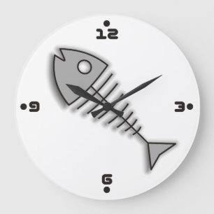 漫画の魚の骨の数を用いるおもしろいな柱時計 ラージ壁時計