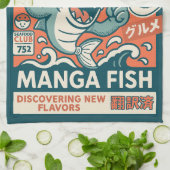 漫画の魚 キッチンタオル (折り畳み)