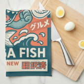 漫画の魚 キッチンタオル (四つ折り)