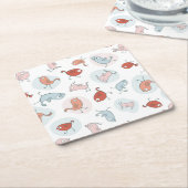 漫画の鳥が付いているパターン スクエアペーパーコースター (アングル)