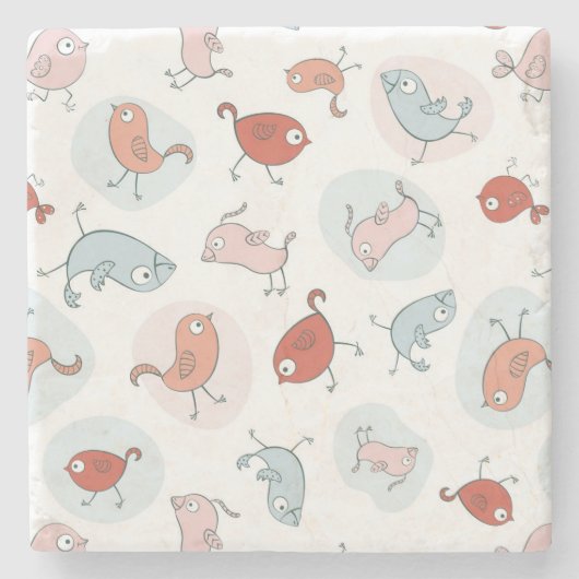 漫画の鳥が付いているパターン ストーンコースター (正面)