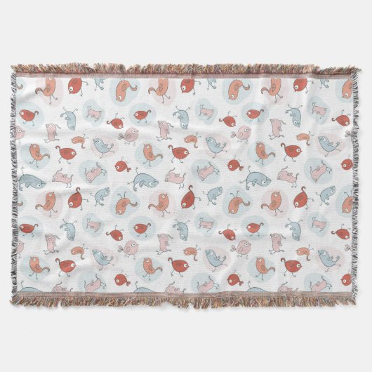 漫画の鳥が付いているパターン スローブランケット (正面)