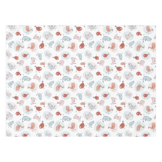 漫画の鳥が付いているパターン テーブルクロス (正面(横))