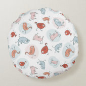 漫画の鳥が付いているパターン ラウンドクッション (裏面)