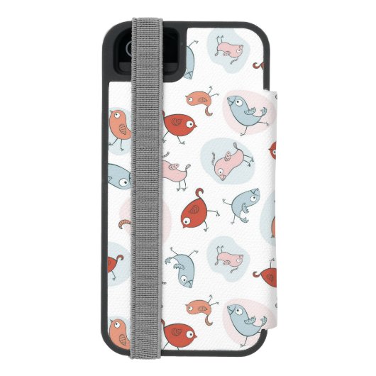 漫画の鳥が付いているパターン INCIPIO iPhoneウォレットケース (フォリオ裏面)