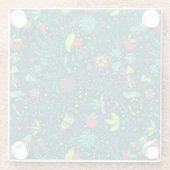 漫画の鳥が付いている花パターン ガラスコースター (裏面)