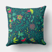 漫画の鳥が付いている花パターン クッション (裏面)