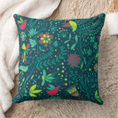 漫画の鳥が付いている花パターン クッション (ブランケット)