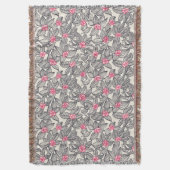 漫画の鳥が付いている花パターン スローブランケット (正面縦)