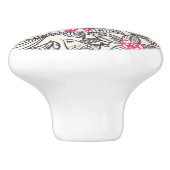 漫画の鳥が付いている花パターン セラミックノブ (側面)