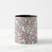 漫画の鳥が付いている花パターン マグカップ (中央)