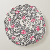 漫画の鳥が付いている花パターン ラウンドクッション (裏面)