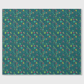 漫画の鳥と花のパターン ラッピングペーパー (フラット)