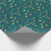 漫画の鳥と花のパターン ラッピングペーパー (角)