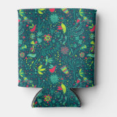 漫画の鳥と花のパターン 缶クーラー (正面)