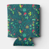 漫画の鳥と花のパターン 缶クーラー (裏面)