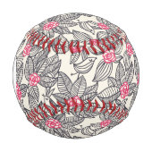 漫画の鳥を使ったモノグラムの花柄2 野球ボール (正面)