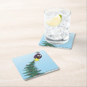 漫画の鳥クリスマスツリーのスター スクエアペーパーコースター (インサイチュ)