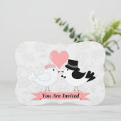 漫画の鳥結婚のカップルの招待 招待状 (スタンド正面)