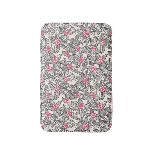 漫画の鳥2が付いている花パターン バスマット (正面縦)