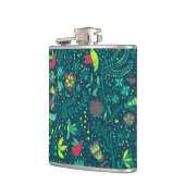 漫画の鳥2が付いている花パターン フラスク (左)