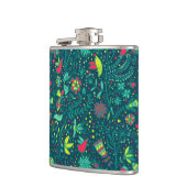 漫画の鳥2が付いている花パターン フラスク (左)