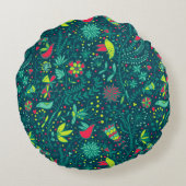 漫画の鳥2が付いている花パターン ラウンドクッション (裏面)